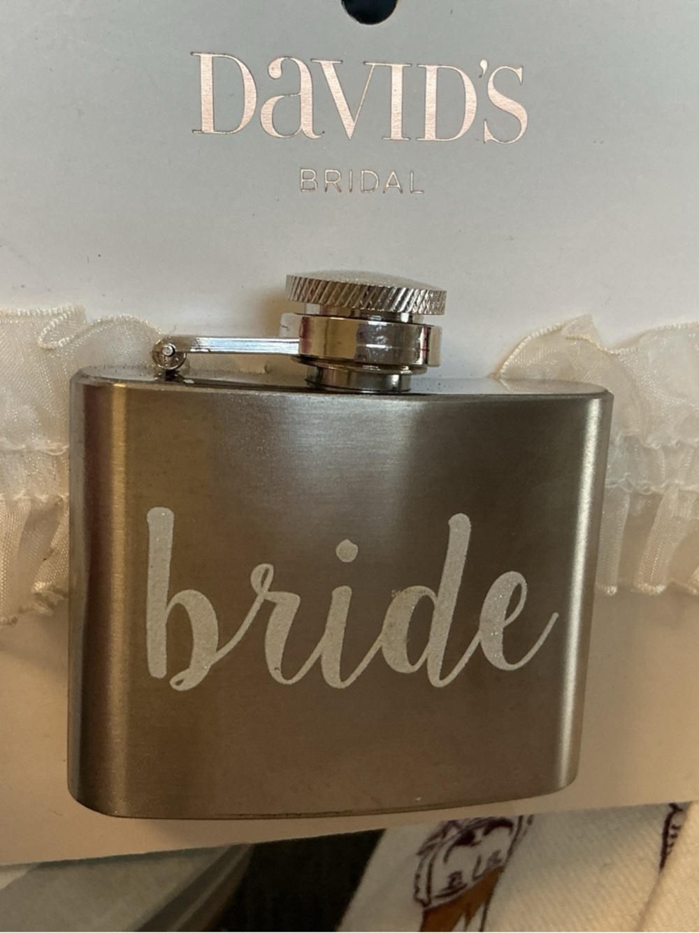 David's Bridal Silver 'bride' Mini Flask